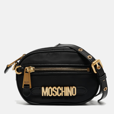 Pre-owned Moschino Black Nylon And Leather Belt Bag
