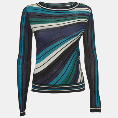 Pre-owned Diane Von Furstenberg Multicolor Striped Knit Long Sleeve Top S