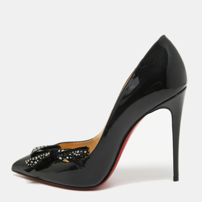 Pre-owned Christian Louboutin Black Patent Leather Madame Menule Pumps Size 38