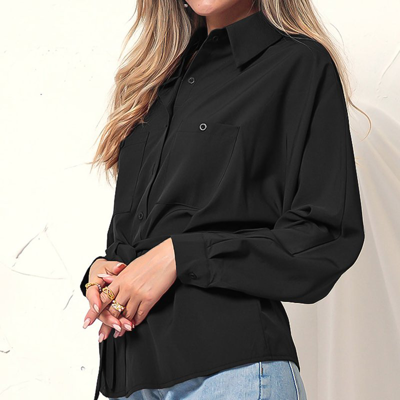 Anna-kaci Tie With Love Button Down In Black