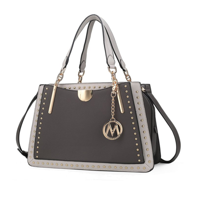 Mkf Collection By Mia K Aubrey Color Block Multi Compartment Satchel Handbag In Grey