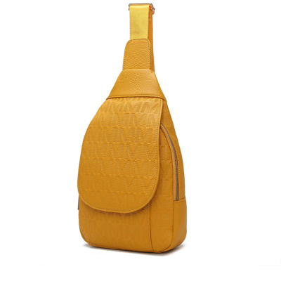 Mkf Collection By Mia K Cleisy M Logo Embossed Vegan Leather Women's Sling Bag In Yellow