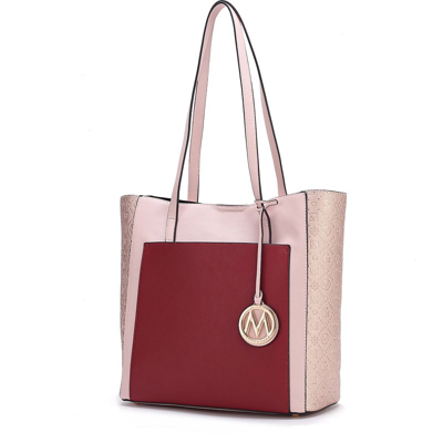 Mkf Collection By Mia K Leah Vegan Leather Color-block Women's Tote Bag In Red