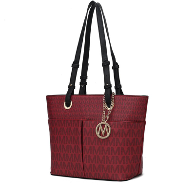 Mkf Collection By Mia K Lori M Logo Printed Vegan Leather Women's Tote In Red