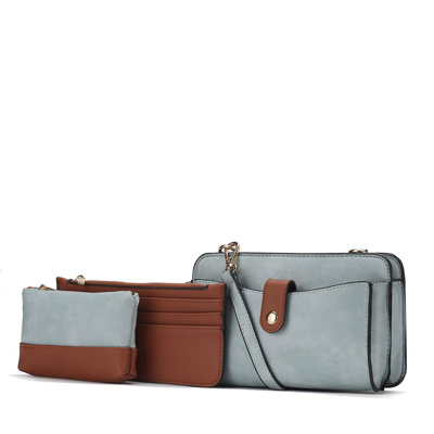 Mkf Collection By Mia K Muriel Vegan Leather Women's Crossbody Bag With Card Holder And Small Pouch In Blue