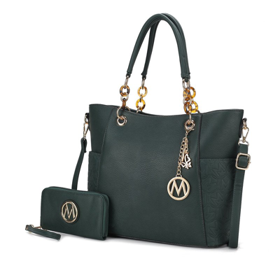 Mkf Collection By Mia K Merlina Embossed Pockets Vegan Leather Women's Tote Bag With Wallet In Green