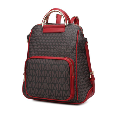 Mkf Collection By Mia K June M Logo Printed Vegan Leather Women's Backpack In Red