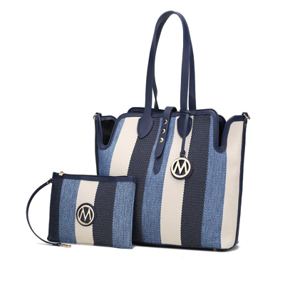 Mkf Collection By Mia K Xenia Circular Print Tote Bag With Wallet In Blue