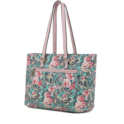 Mkf Collection By Mia K Hallie Quilted Cotton Botanical Pattern Women's Tote Bag In Green