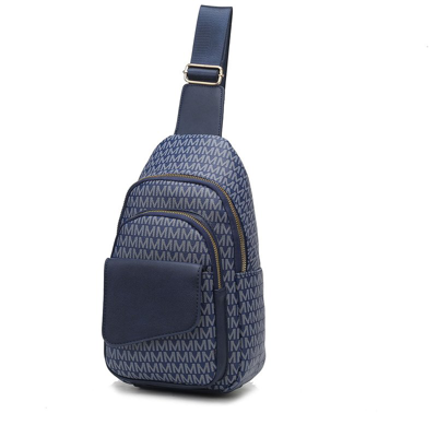 Mkf Collection By Mia K Kace M Logo Printed Vegan Leather Women's Sling Bag In Blue