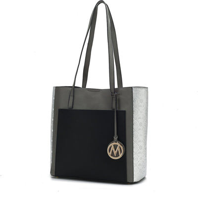Mkf Collection By Mia K Leah Vegan Leather Color-block Women's Tote Bag In Black