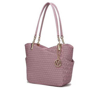 Mkf Collection By Mia K Jules M Logo Printed Vegan Leather Women's Tote Bag In Pink