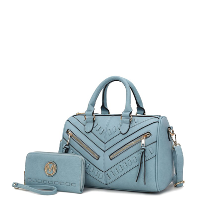 Mkf Collection By Mia K Lara Vegan Leather Women's Satchel With Wallet In Blue