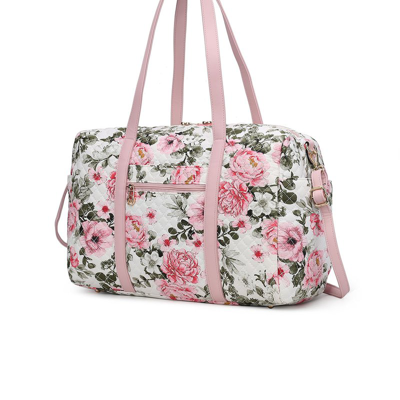 Mkf Collection By Mia K Khelani Quilted Cotton Botanical Pattern Women's Duffle Bag In White