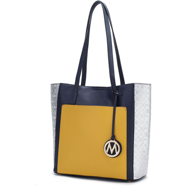 Mkf Collection By Mia K Leah Vegan Leather Color-block Women's Tote Bag In Yellow