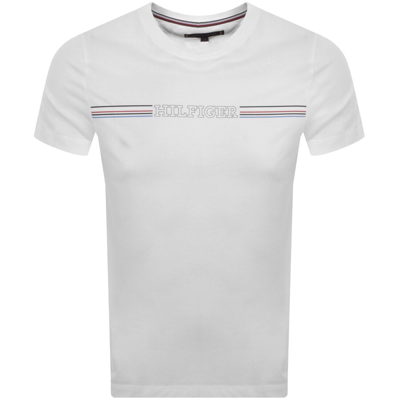 Tommy Hilfiger Stripe Slim Fit T Shirt White In Brown