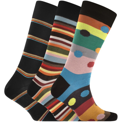 Paul Smith Gift Set 3 Pack Stripe Socks Navy In Multi