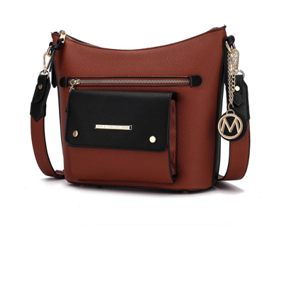 Mkf Collection By Mia K Serenity Color Block Vegan Leather Women's Crossbody Bag In Brown