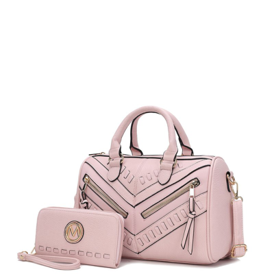 Mkf Collection By Mia K Lara Vegan Leather Women's Satchel With Wallet In Pink