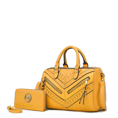 Mkf Collection By Mia K Lara Vegan Leather Women's Satchel With Wallet In Yellow