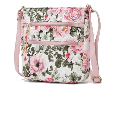 Mkf Collection By Mia K Lainey Quilted Cotton Botanical Pattern Women's Crossbody In White