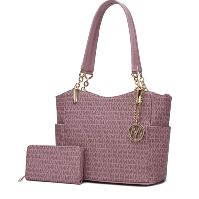 Mkf Collection By Mia K Savannah M Logo Printed Women's Tote And Wristlet Wallet In Purple