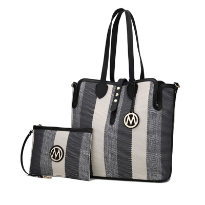Mkf Collection By Mia K Xenia Circular Print Tote Bag With Wallet In Grey