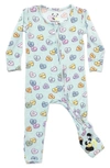 BELLABU BEAR CANDY HEARTS FITTED ONE-PIECE CONVERTIBLE FOOTIE PAJAMAS
