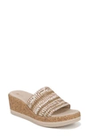 Bzees Runaway Washable Slide Wedge Sandals In Beige Fabric