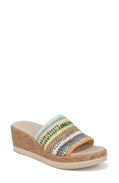 Bzees Runaway Washable Slide Wedge Sandals In Multi Fabric
