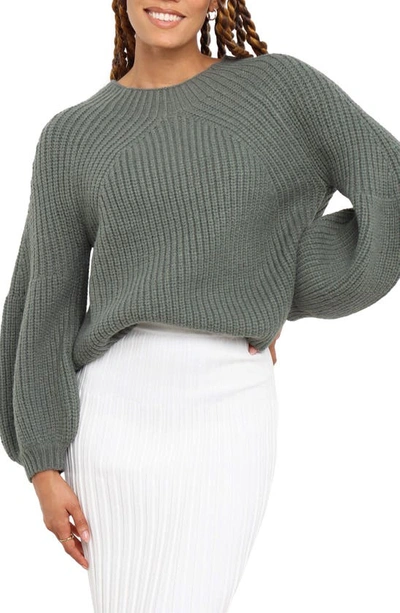 Petal And Pup London Blouson Sleeve Sweater In Emerald
