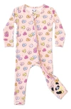 BELLABU BEAR CANDY HEARTS FITTED ONE-PIECE CONVERTIBLE FOOTIE PAJAMAS