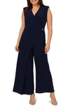ADRIANNA PAPELL JERSEY FAUX-WRAP JUMPSUIT