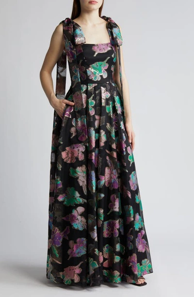 BLACK HALO BLACK HALO DEVALIN FLORAL JACQUARD GOWN