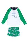 Snapper Rock Reef Shark Two-piece Rashguard Swimsuit In Green