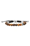 John Varvatos Tiger's Eye Beaded Slider Bracelet In Silver