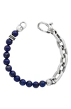 John Varvatos Lapis Lazuli Bead & Chain Link Bracelet In Silver