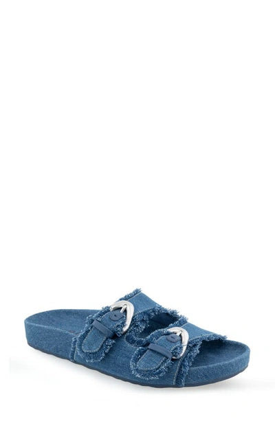 Aerosoles Link Buckle Slide Sandal In Medium Blue Denim