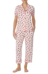 Kate Spade New York Butterflies And Blooms Short Sleeve Pajama Set In Pink Print