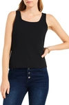 Nic + Zoe Stretch Cotton Shelf Bra Tank In Black Onyx