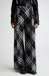 Burberry Double Pleated Checkered Palazzo Pants In Monochrome Ip Check