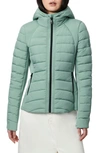 Bernardo Hooded Quilted Water Repellent Jacket In Misty Green