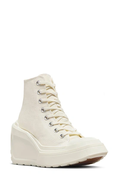 Converse Chuck 70 De Luxe High Top Wedge Sneaker In Egret/ Black/ White
