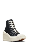 Converse 110mm Chuck 70 De Luxe Wedge Hi Sneakers In Black/ Black/ Egret