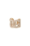 Dolce & Gabbana Silver Crystal Logo Ring In Gold