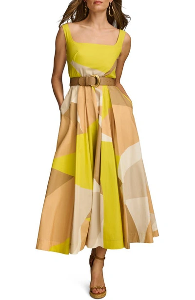 Donna Karan Print Sleeveless Midi Dress In Fawn Multi