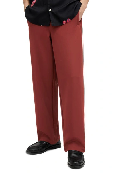 Allsaints Oren Contrast Taped Straight Fit Track Pants In Imerial Red