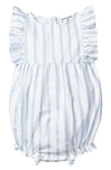 Petite Plume Stripe Ruffle Romper In White