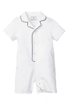 Petite Plume Button Front Romper In White