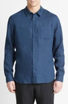 VINCE LINEN BUTTON-UP SHIRT